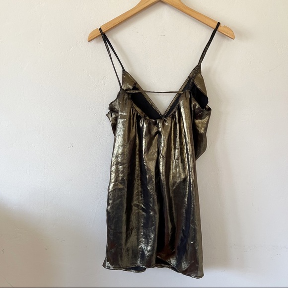 Free People Twist of Gold Mini Dress sz 2 - Picture 7 of 9